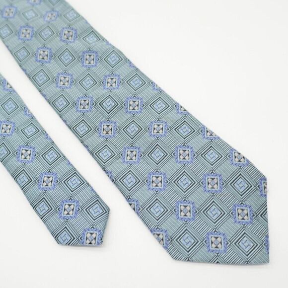 Land's End The Outfitters Light Blue Seafoam Green Woven Long Skinny Silk Tie - Picture 1 of 7